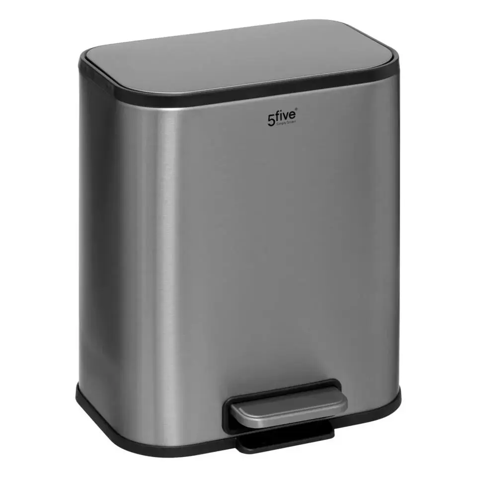 5Five Pedaalemmer Norvik - zilver - rvs - 5L - 24 x 20 x 28 cm