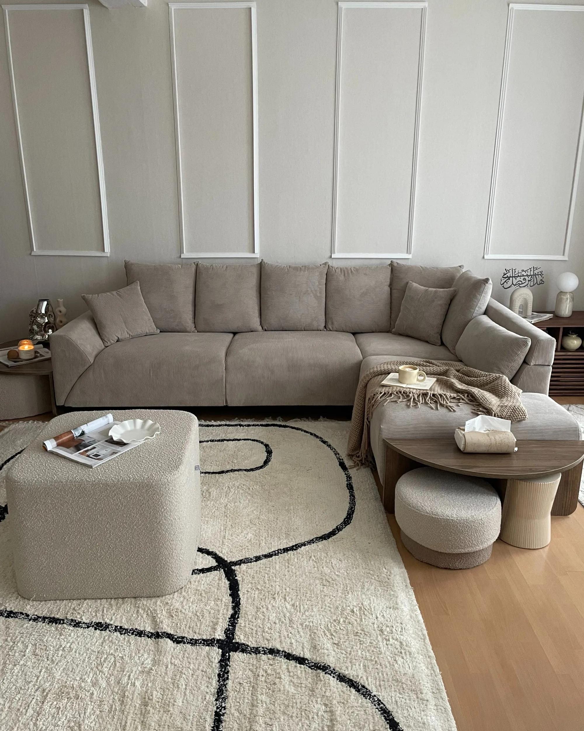 Hoekbank 4-zits LUNNER Corduroy Beige linkszijdig