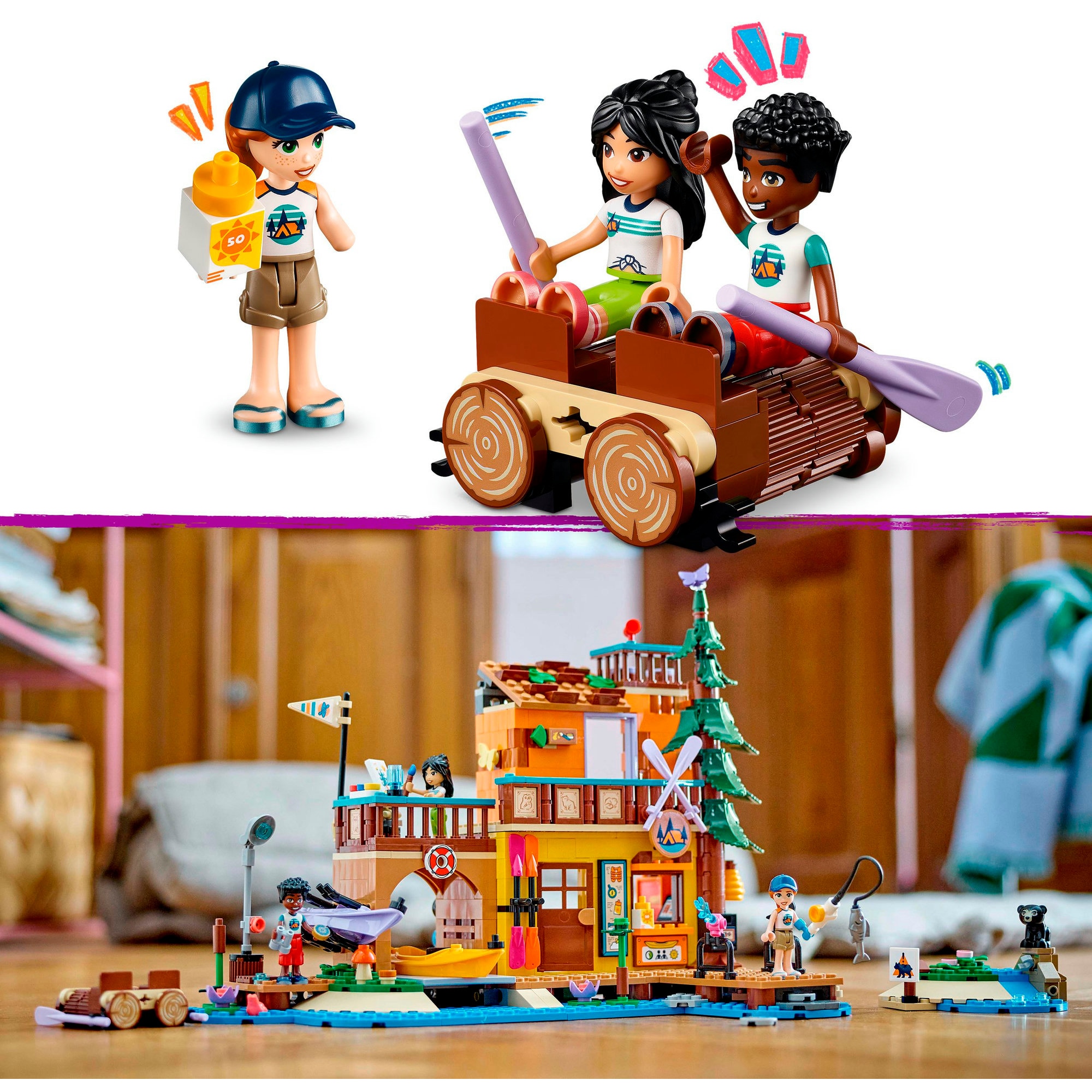 LEGO Konstruktionsspielzeug Friends Abenteuercamp mit Kayak