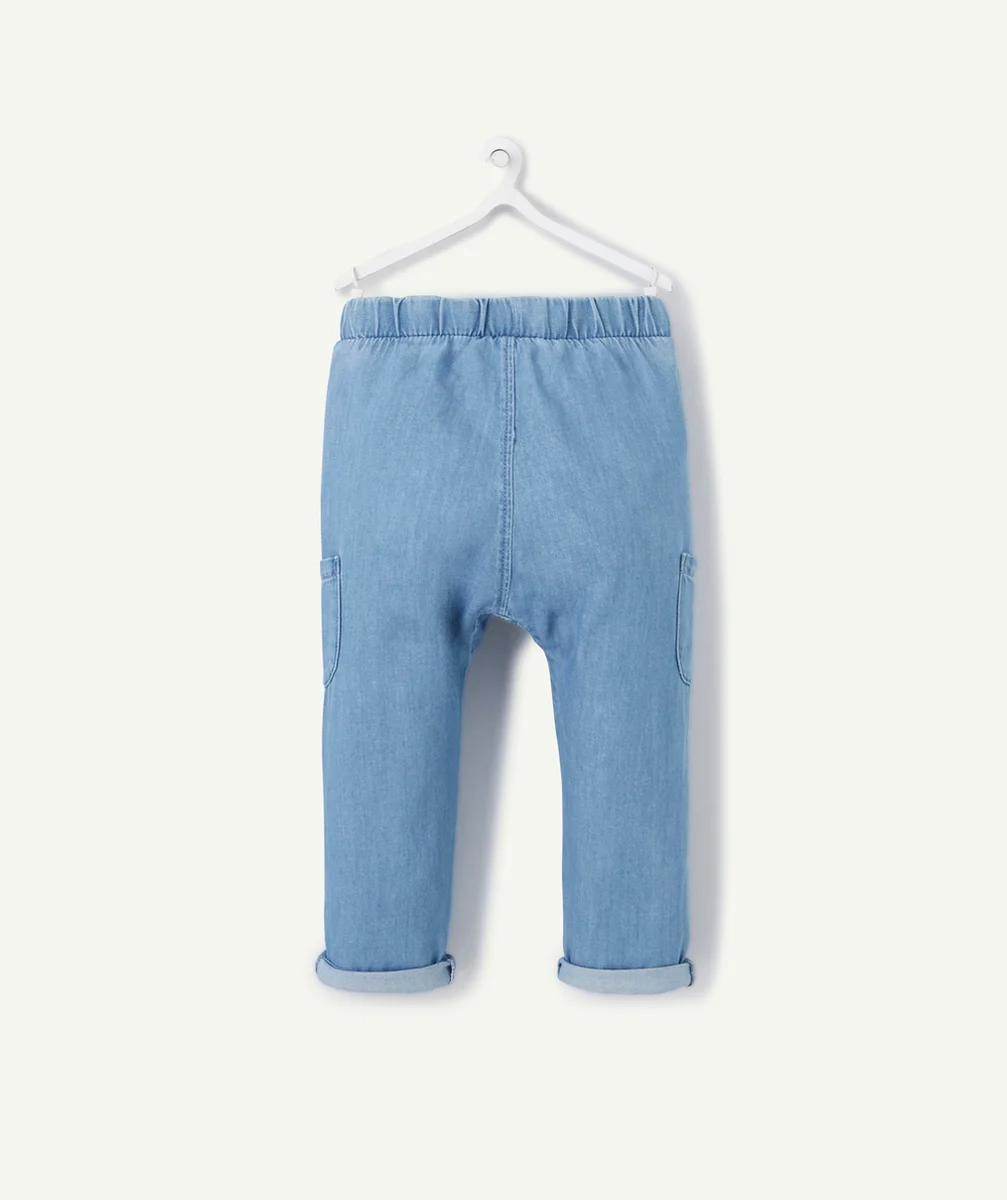 PANTALON BÉBÉ GARÇON EFFET DENIM BLEU EN COTON LOW IMPACT