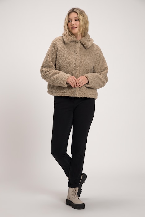 Teddyjacke, Hemdkragen, Druckknöpfe, kuschelweich