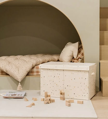 3 Sprouts Opbevaringskasse m. L?g - 63x38x39 cm - Terrazzo/Creme