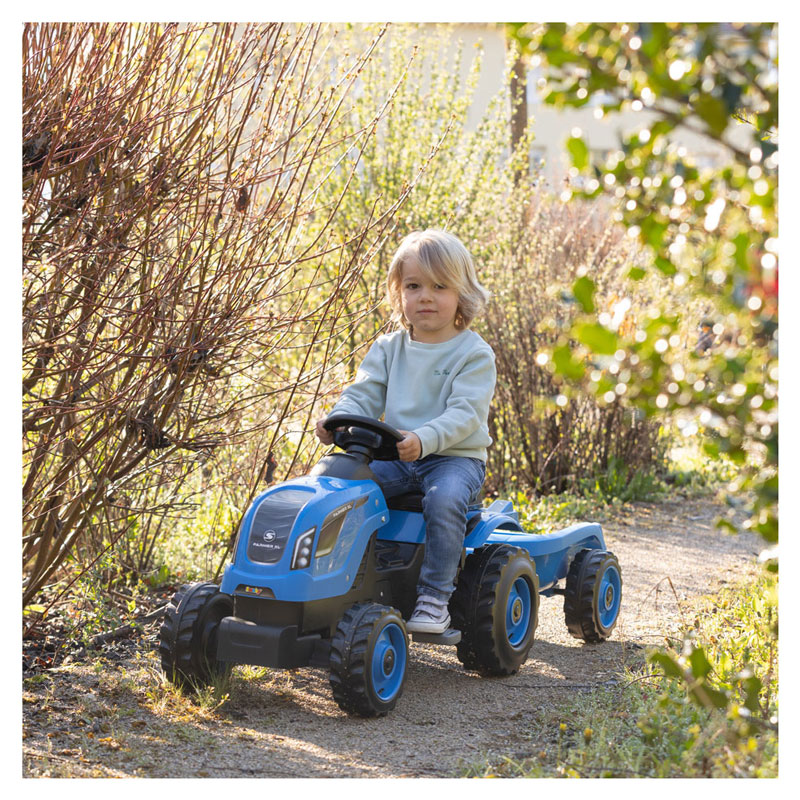 Smoby Farmer XL Traptractor met Trailer Blauw