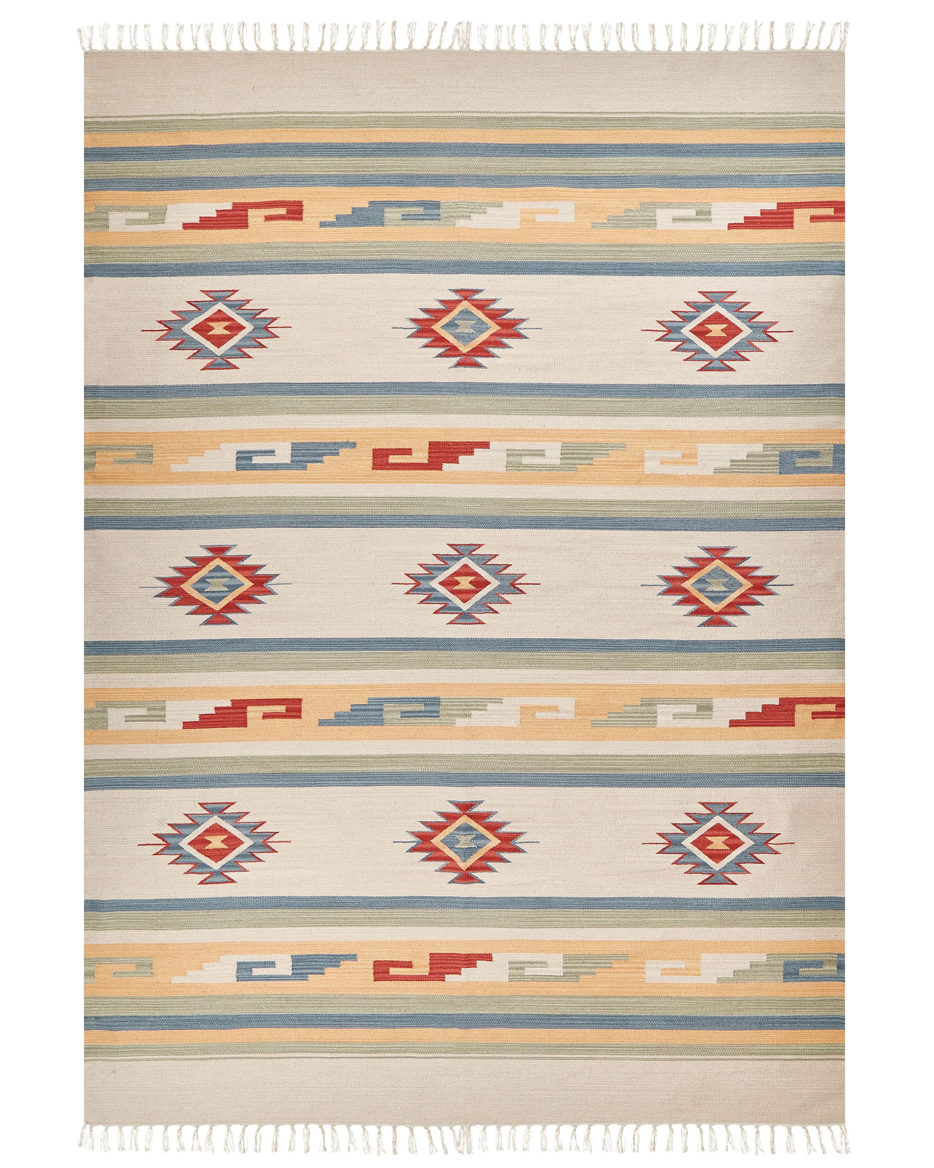 Vloerkleed APARAN Beige 200 x 300 cm Katoen Kelim