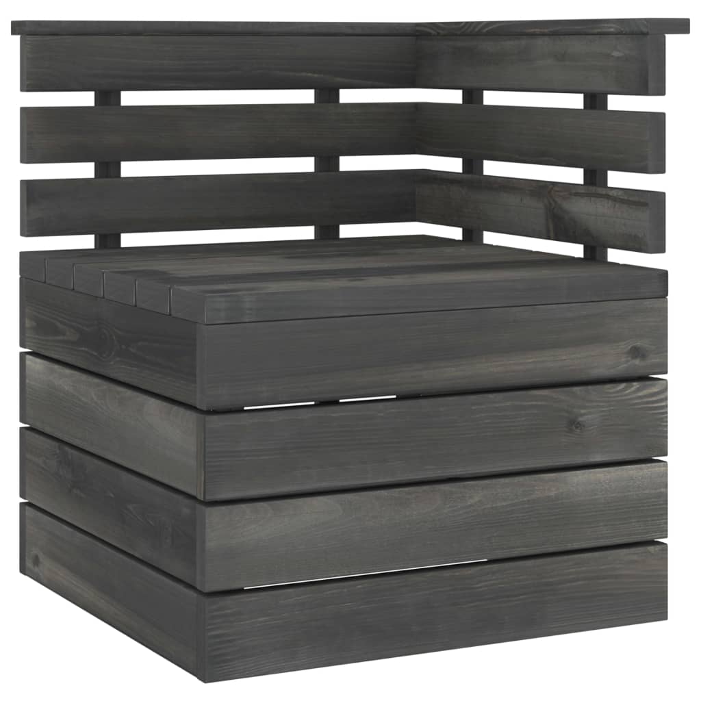 Salon de jardin palette meuble d'extérieur ensemble de mobilier 12 pièces bois de pin massif gris foncé