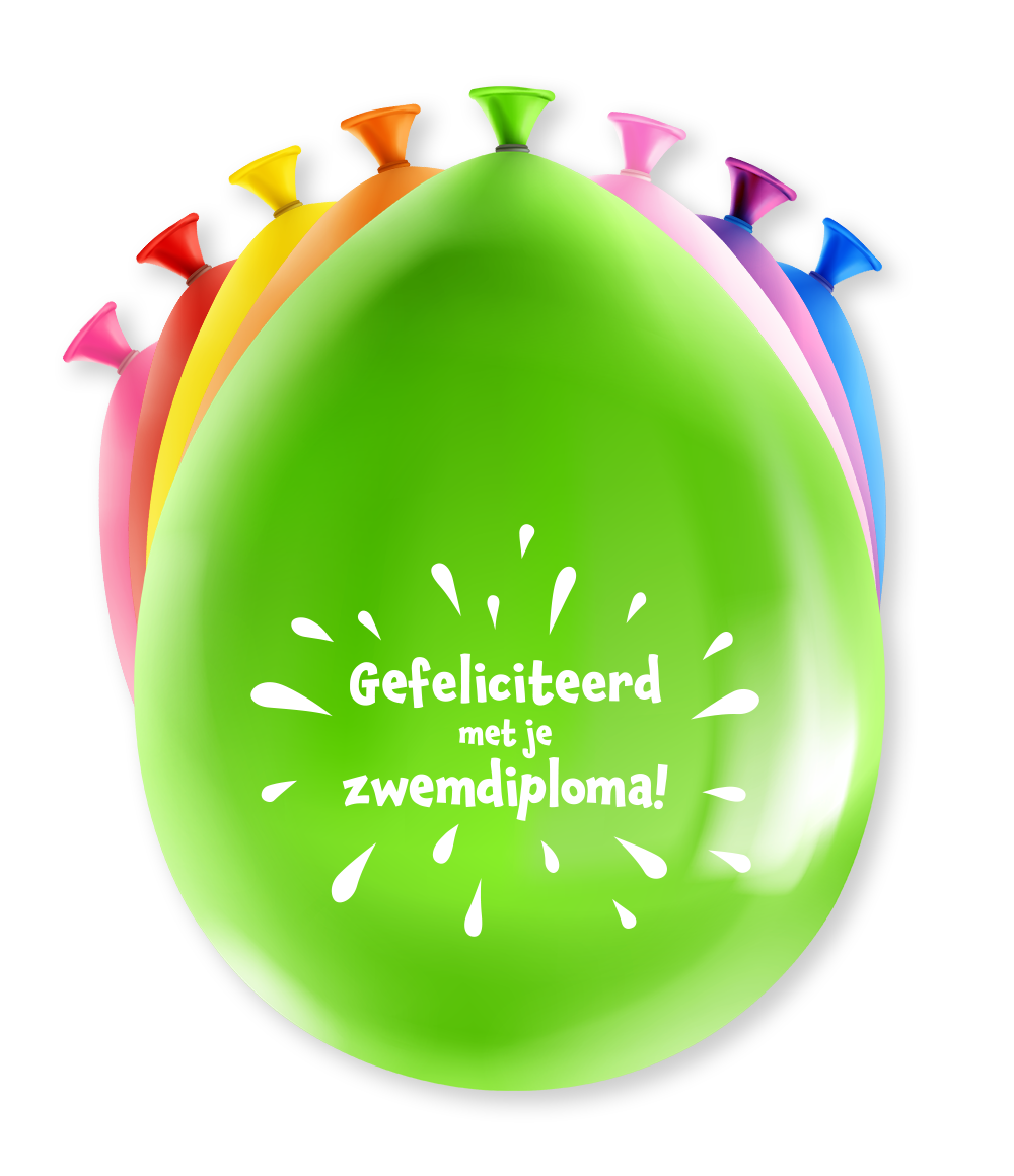 Zwemdiploma Ballonnen 30cm 8st