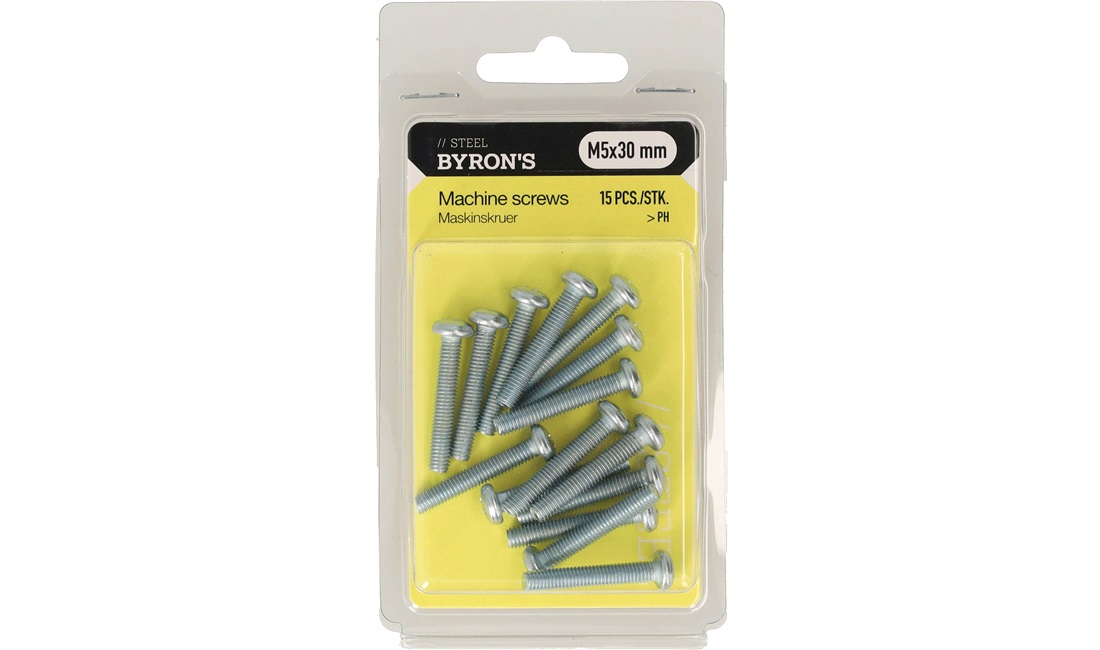 Maskinskruer PH M5x30 mm - 15 stk.