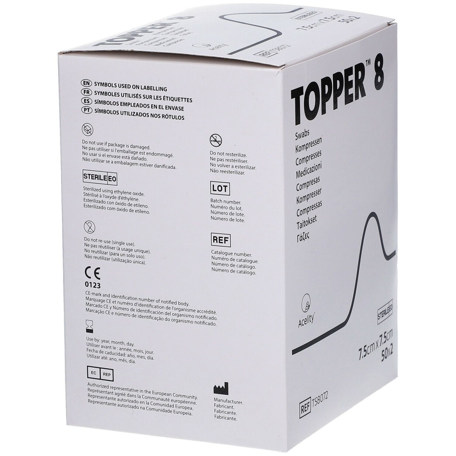 TOPPER® 8 Kompressen steril 7,5 x 7,5 cm