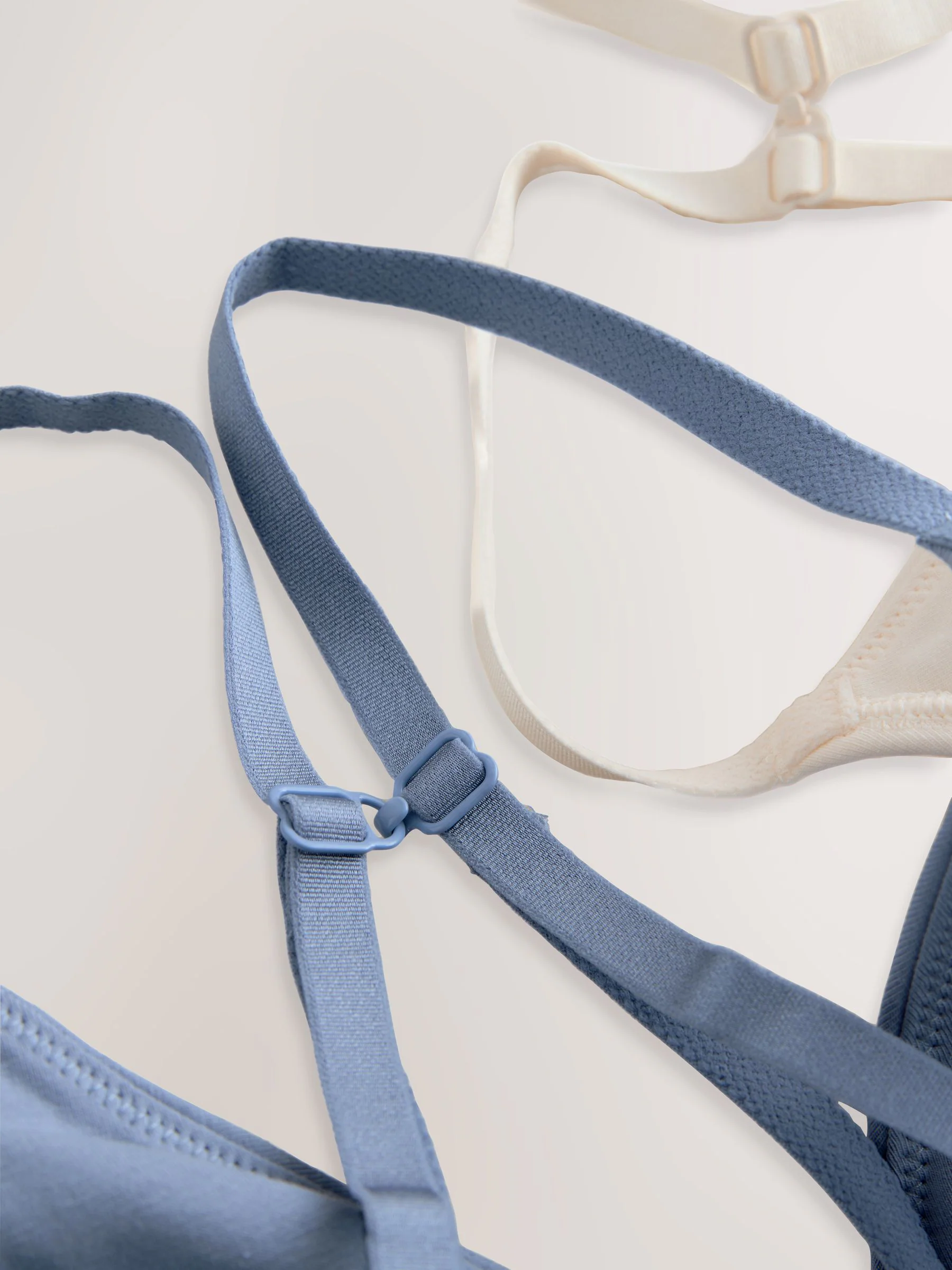 Blauw/ecru - Verpakking van 2 driehoekige bralettes van katoen met logo en ultiem comfort
