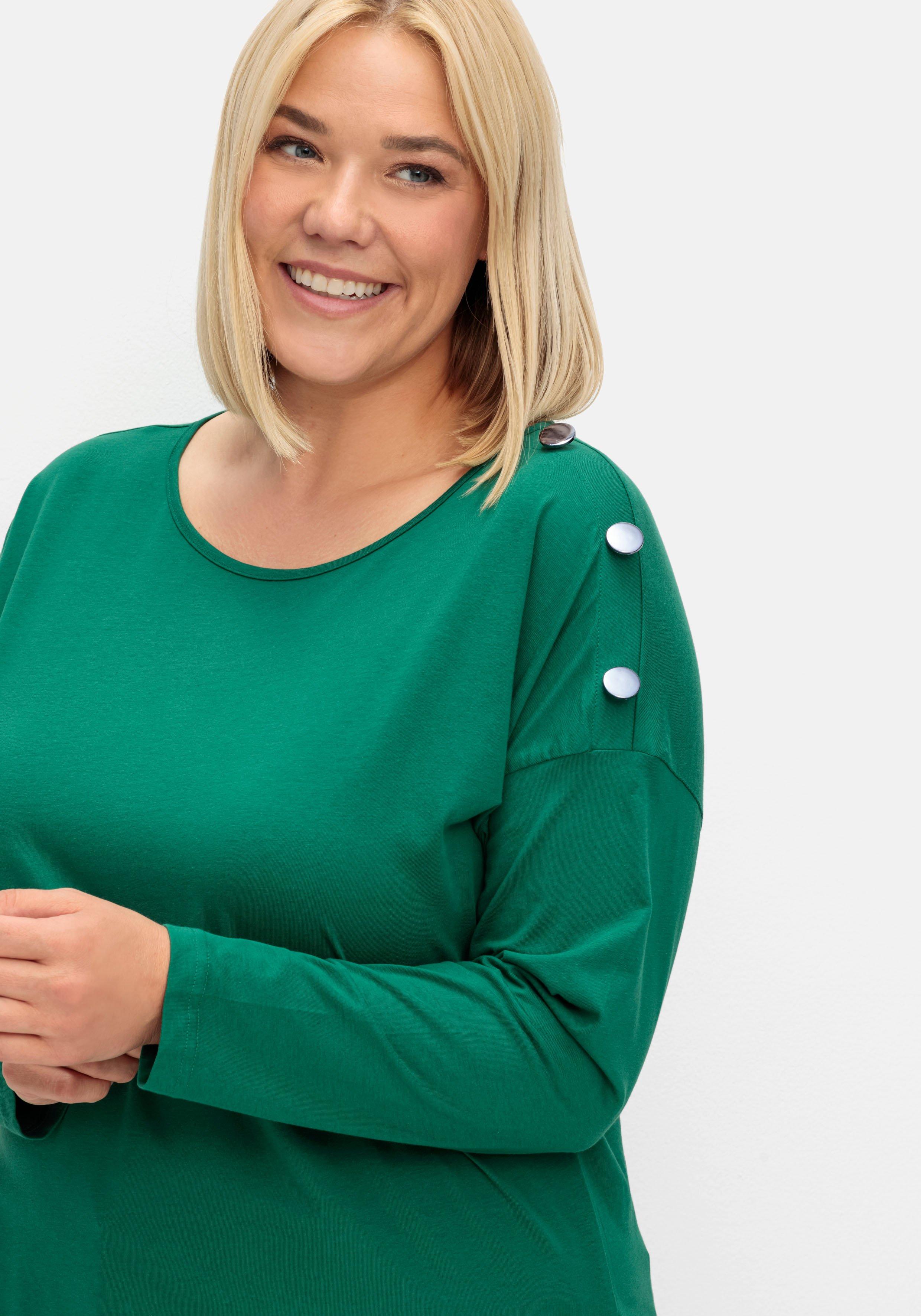 Langarmshirt mit Schmuckknöpfen auf der Schulter