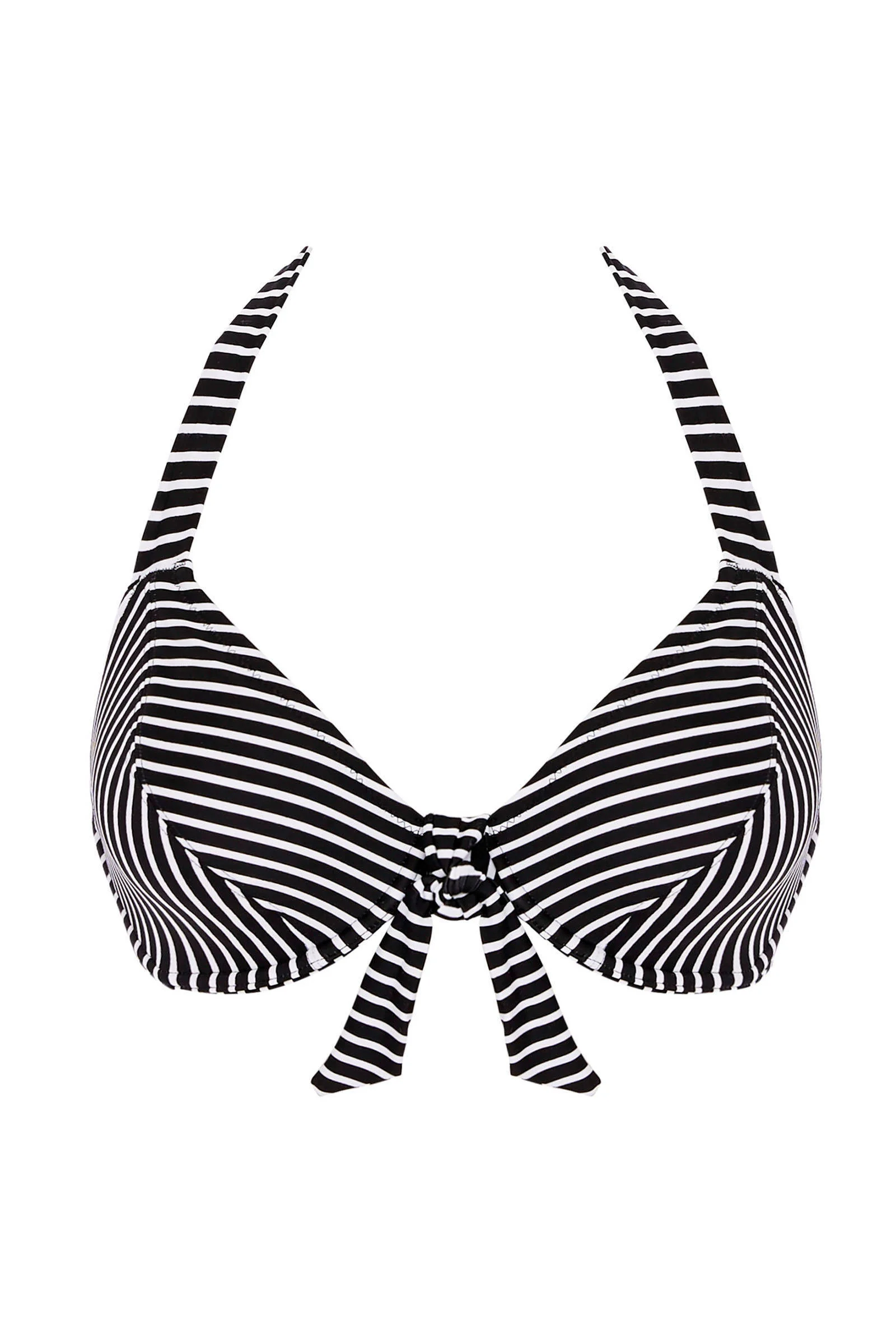 Freya niet-voorgevormde gestreepte halter bikinitop Beach Hut zwart/wit