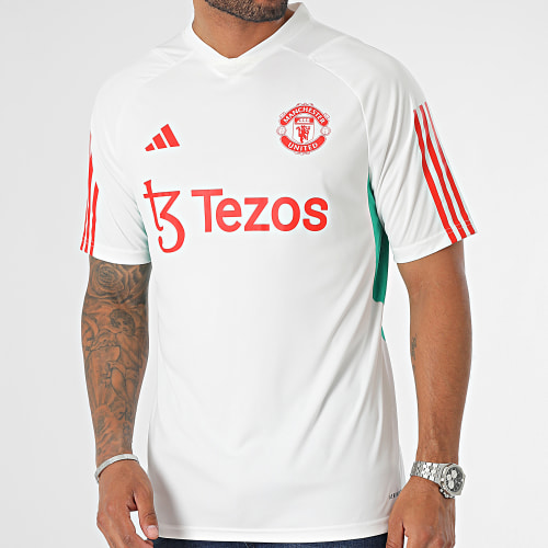 Maillot De Foot A Bandes Manchester United IA8492 Blanc