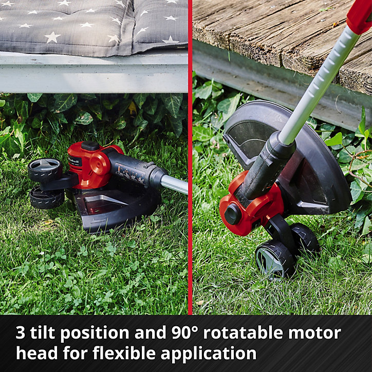 Einhell Coupe-bordures sans fil GE-CT 18/30 Li-Solo Power X-Change (Li-Ion, 18 V, largeur de coupe 30 cm, bloc moteur pivotant à 90° et inclinable,)