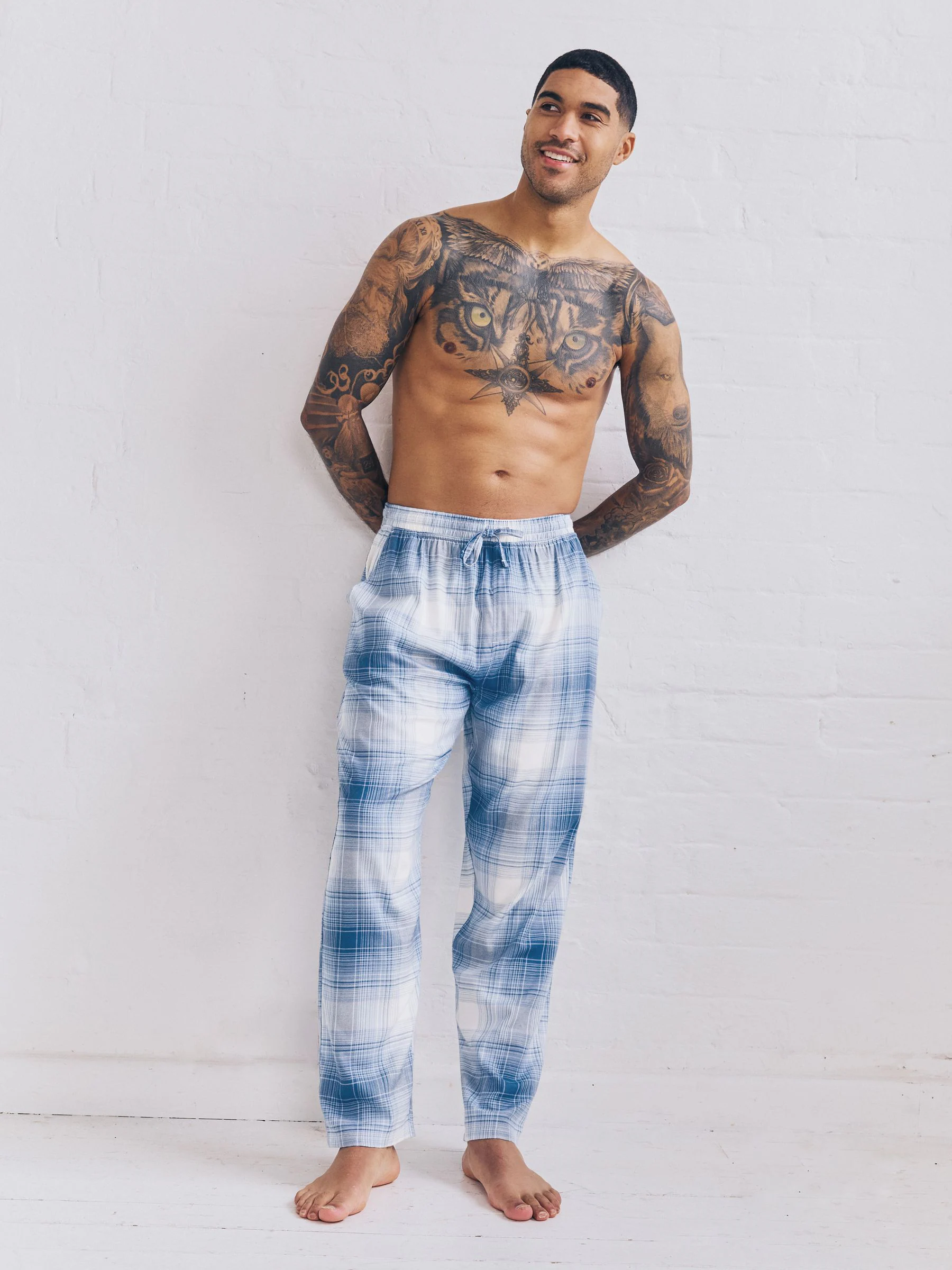 Marineblauw geruit - Geweven pyjamabroeken 2 pack