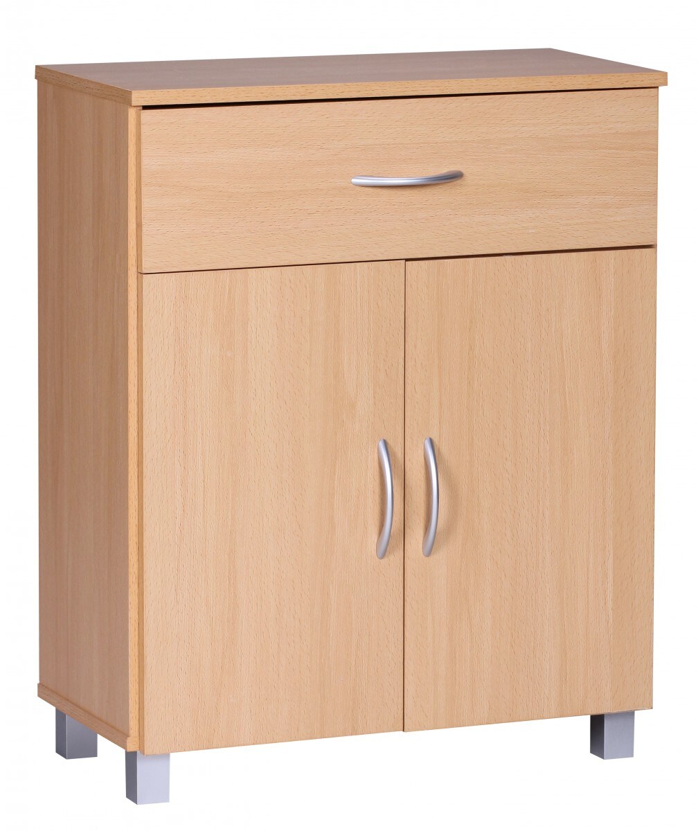 KADIMA DESIGN Sideboard mit 2 Türen und Schublade: Elegantes Design, graue Füße, verstellbarer Einlegeboden, Baumwolltuch-Reinigung