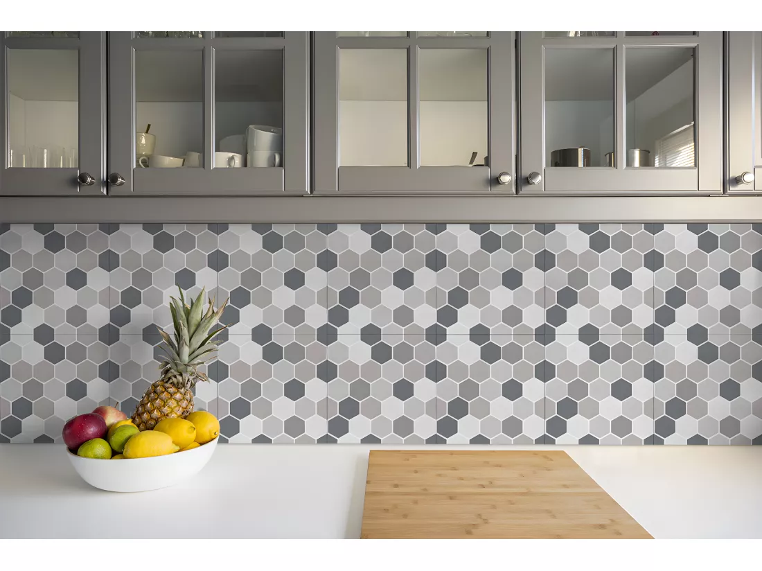 Carreaux autocollants PVC, Carrelage PVC adhésif - 9x30x30 - rayon de miel