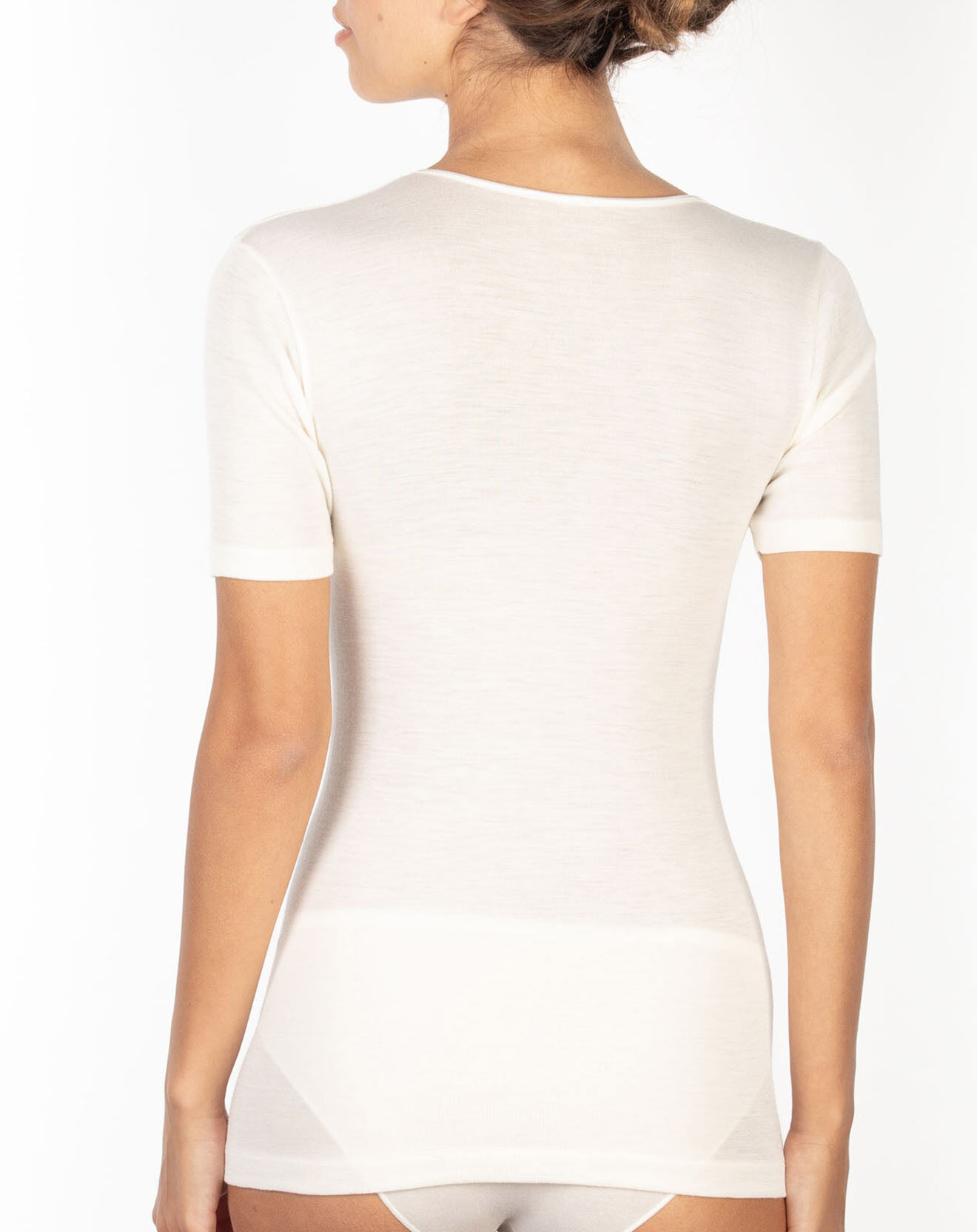 Mare Top manches courtes Laine & Soie tissée ivoire