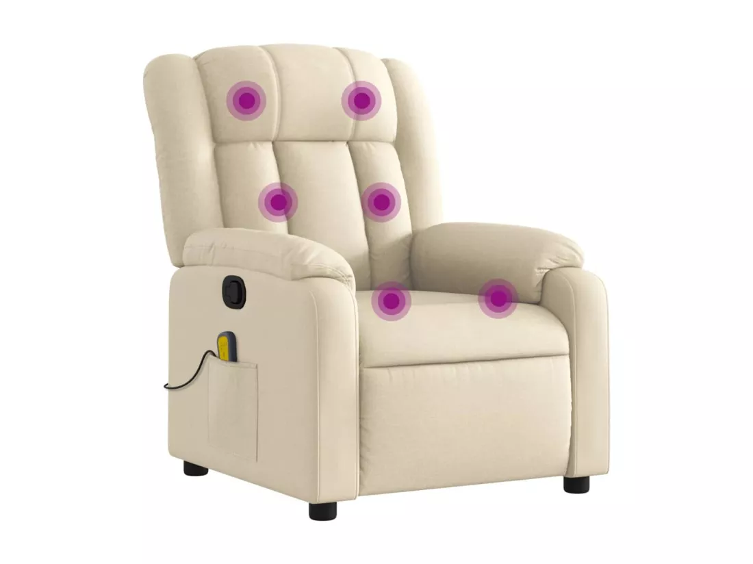 Fauteuil massant inclinable Crème Tissu