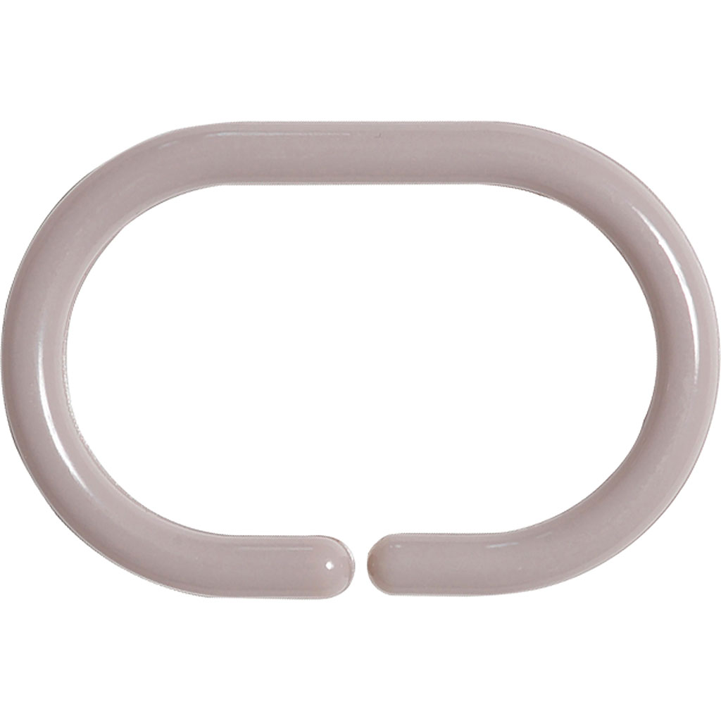 Lot de 12 anneaux rideau de douche taupe