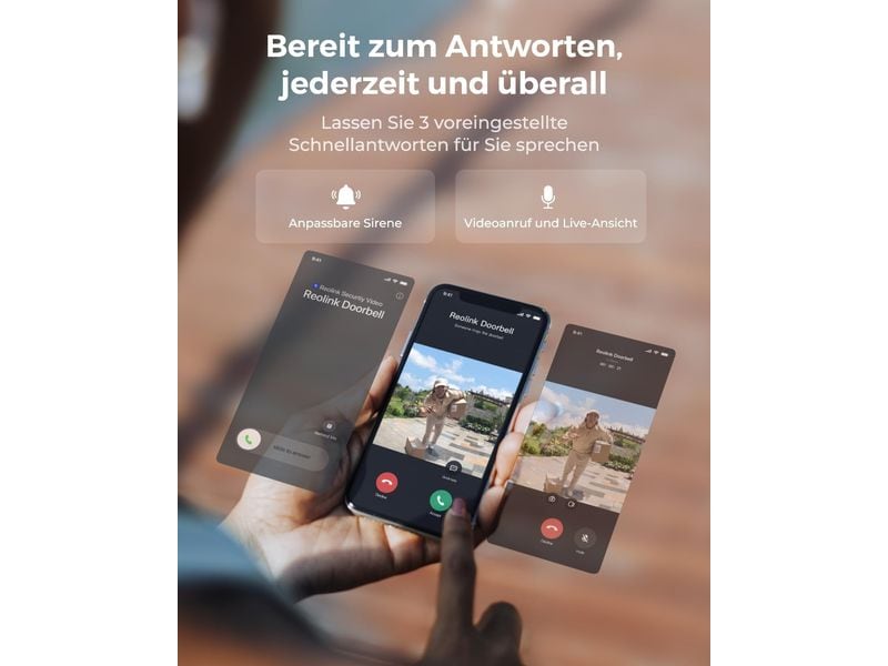 Reolink D340B 2K  WiFi Video Doorbell Smarte 2K /4MP WLAN Video-Türklingel mit Personenerkennung und 2.4/5 GHz WiFi, funktioniert mit Reolink Home Hub – Schwarz