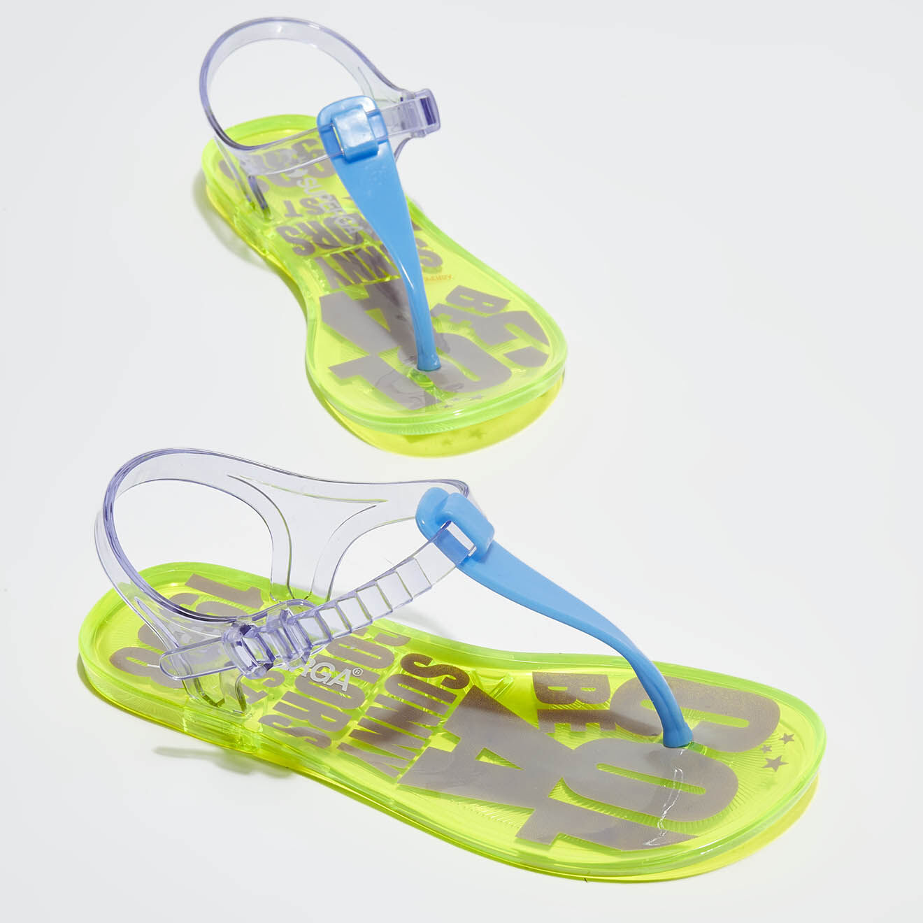 Superga Slingbacks neon transparentes bleu/vert fluo