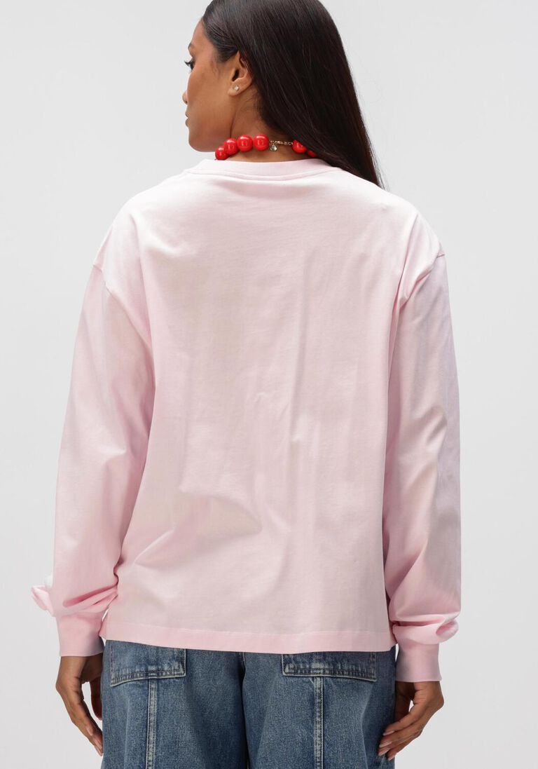 lichtroze ganni trui basic cotton jersey long sleeve