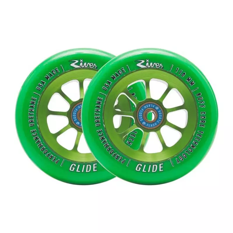 Paire de roues trottinette RIVER WHEELS Naturals Glide Emerald 110mm