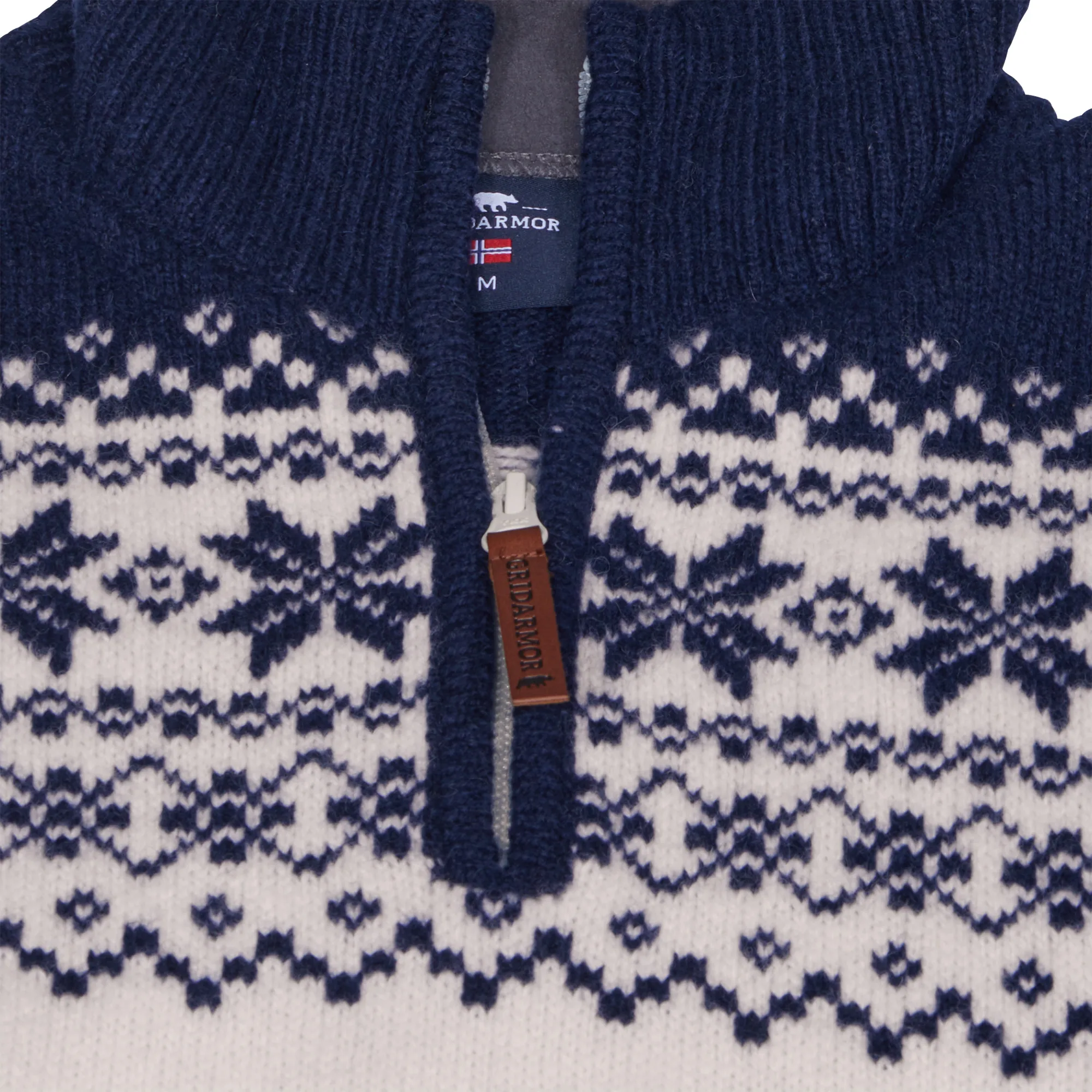 Gridarmor Women's Snøkrystall Half Zip Ullgenser White/Dark Navy