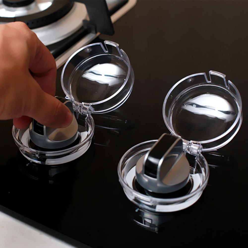 (6er Set) Möbelknauf Drehschutz Fingerschutz Kindersicherung für Backofen / Kochherd - Transparent