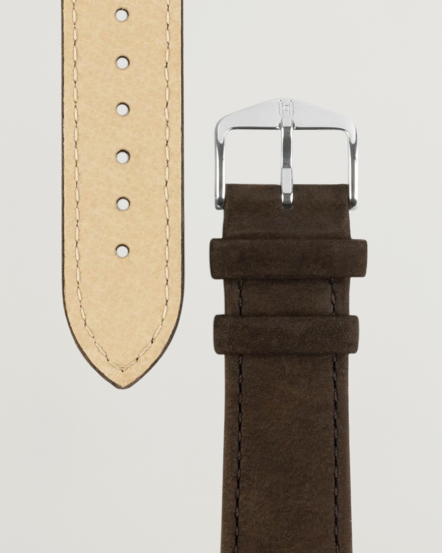 HIRSCH Osiris Calf Leather Nubuck Effect Watch Strap Brown