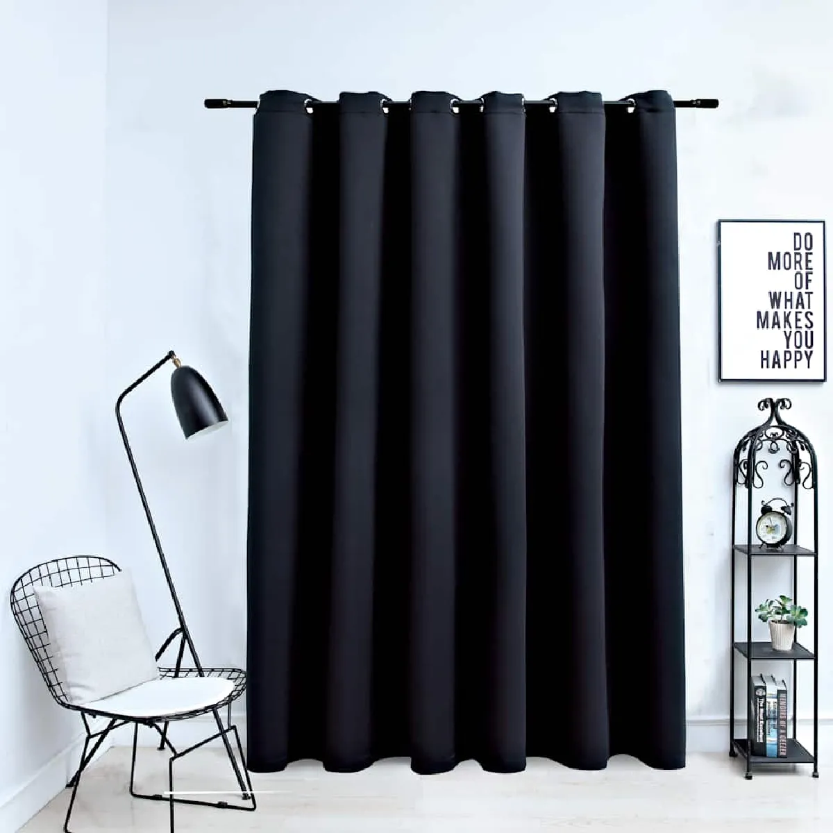 vidaXL Rideau occultant avec anneaux métal Noir - 290x245 cm