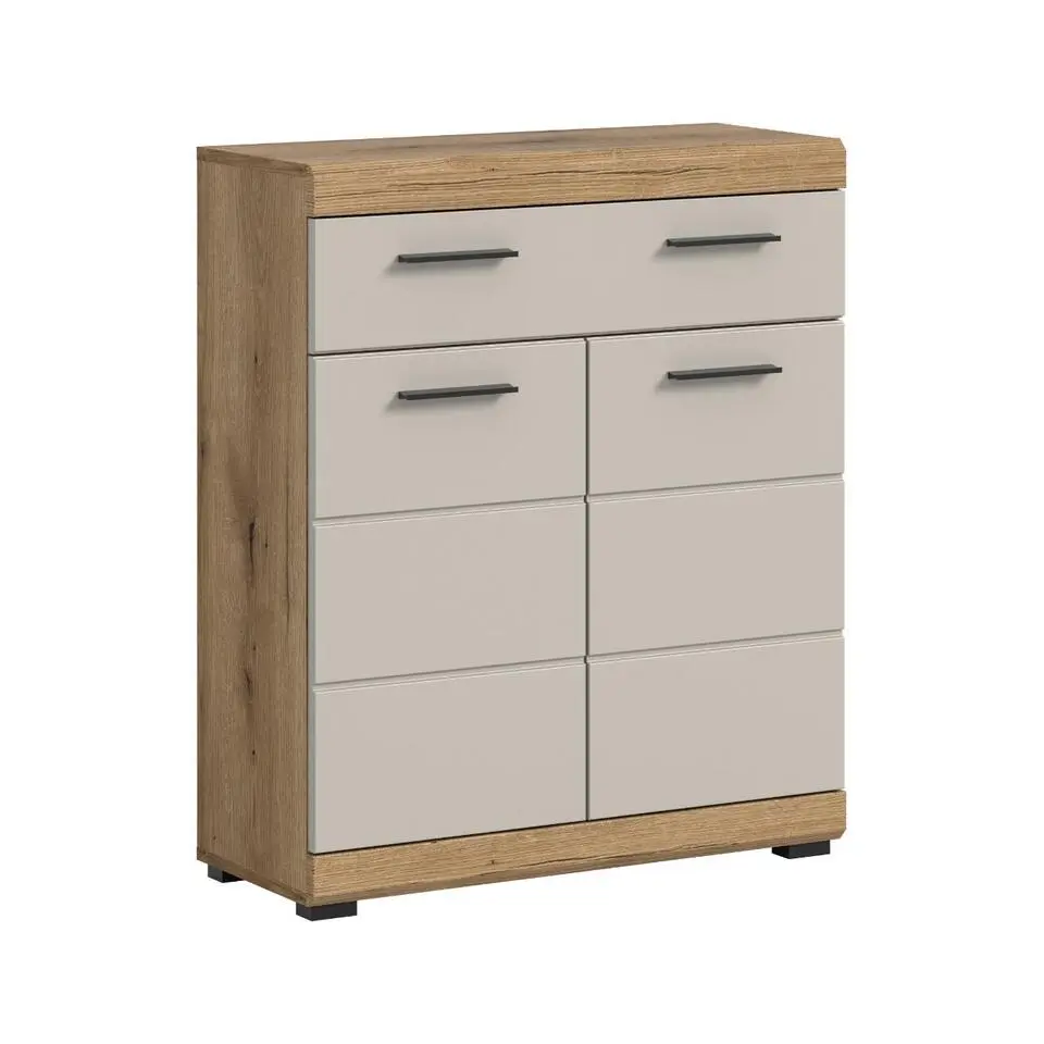 Hioshop Scout badkamerkast 2 deuren- 1 lade kasjmier decor mat- eiken decor