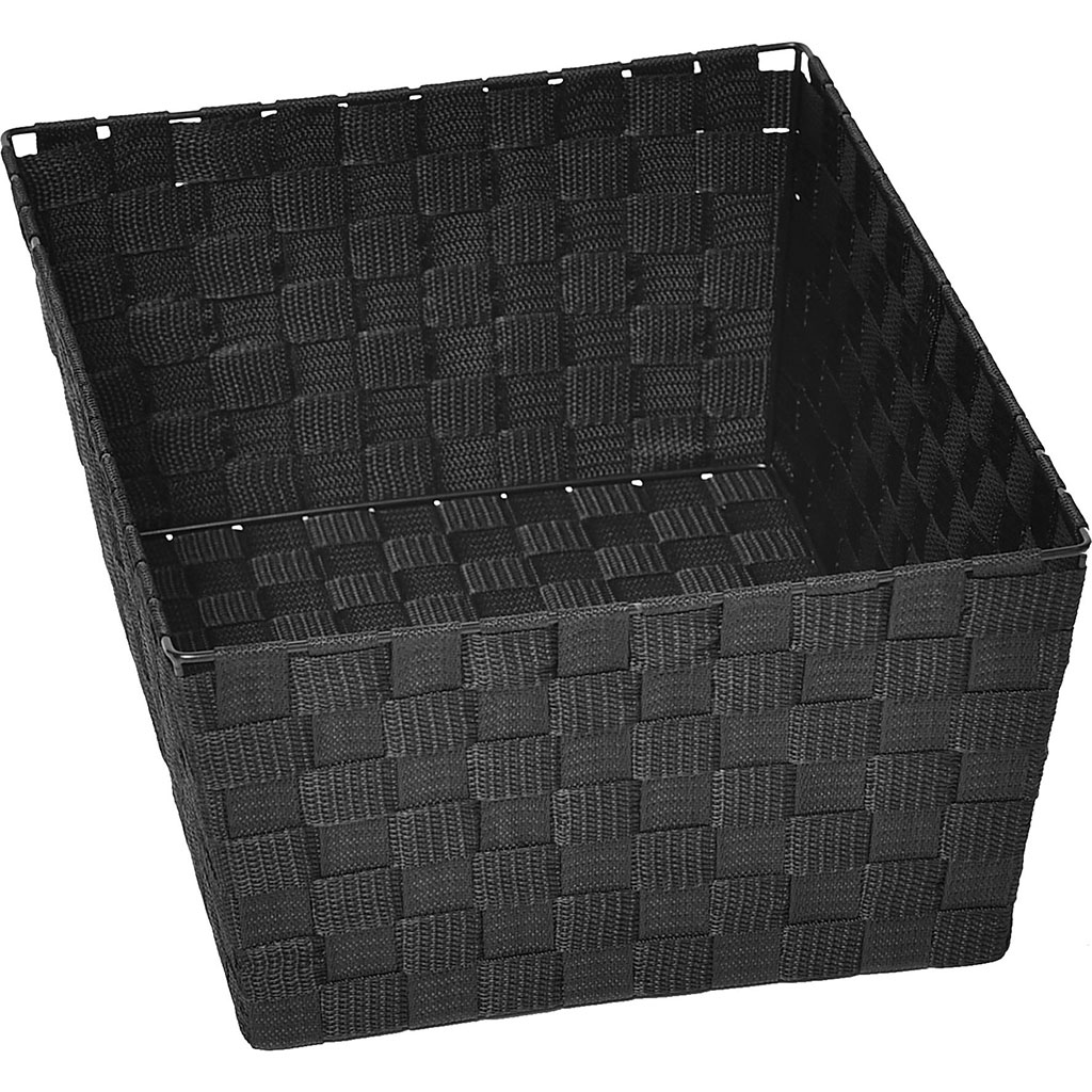Panier de rangement dressing polyester noir 18x32.5x45cm