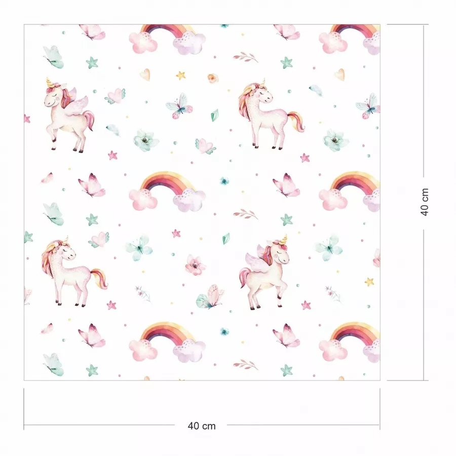 Nikima Klebefolie KF-12 selbstklebende Folie – Einhorn Klebefolie bunt