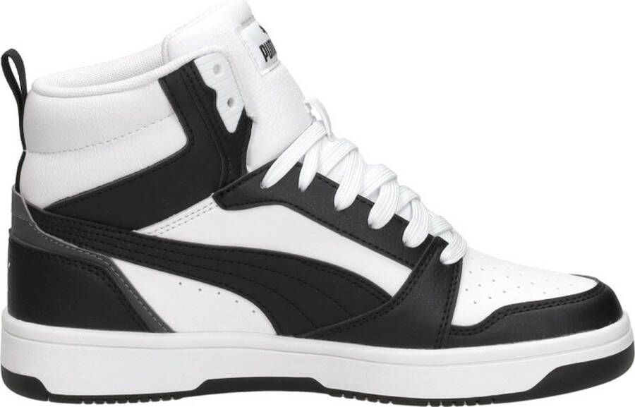 Puma Rebound V6 Mid Jr White Black shadow Gray (gs) Fashion sneakers Schoenen weiß maat: 37.5 beschikbare maaten:37.5 38.5 39