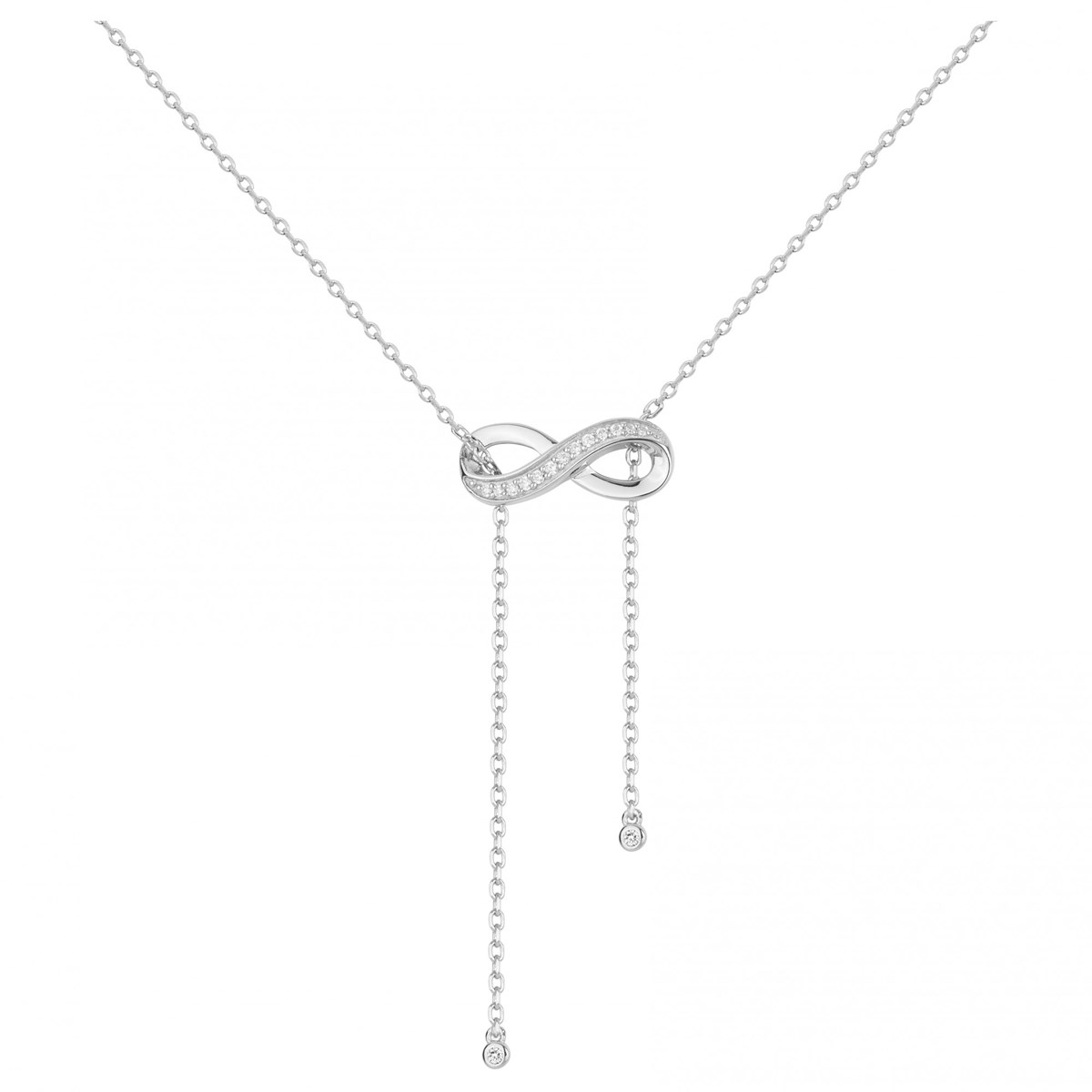 Collier Y en Argent avec oxyde de zirconium blanc