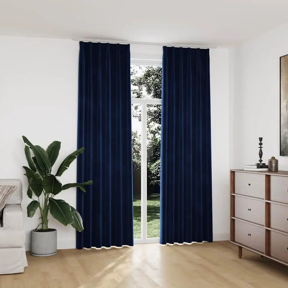 vidaXL - Gordijn - Blauw - Fluweel - 140 x 245 cm - 2 stuks
