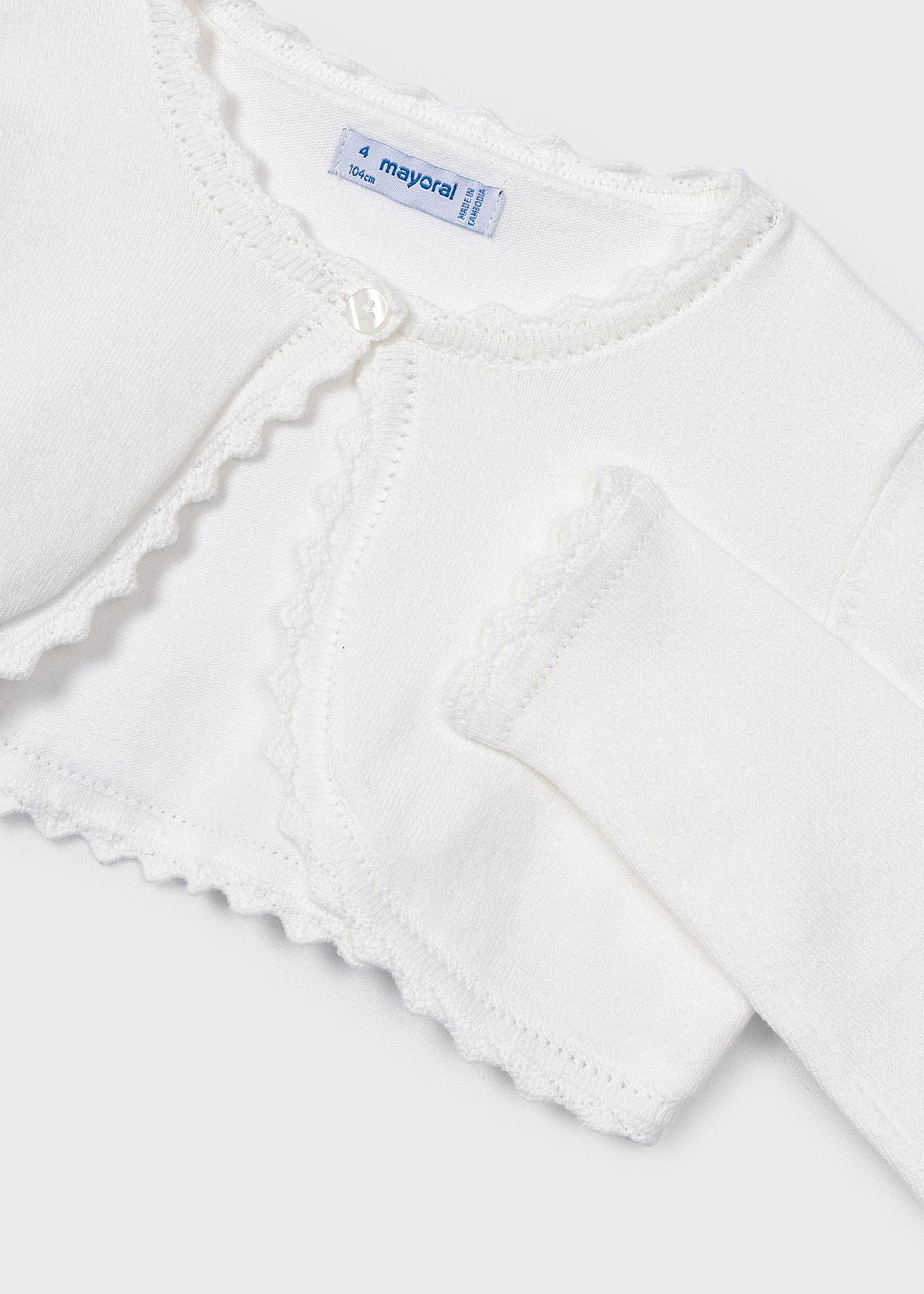 Cardigã estilo bolero em malha de algodão sustentável para meninas