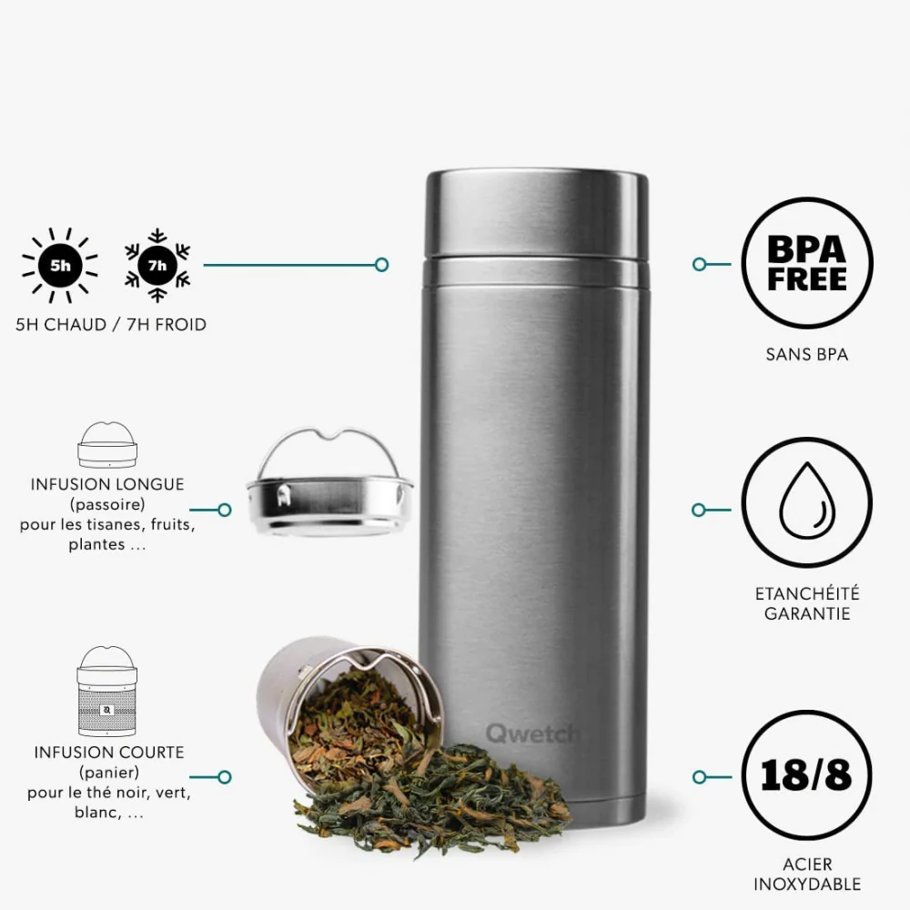 Théière isotherme inox brossé 400 ml Qwetch