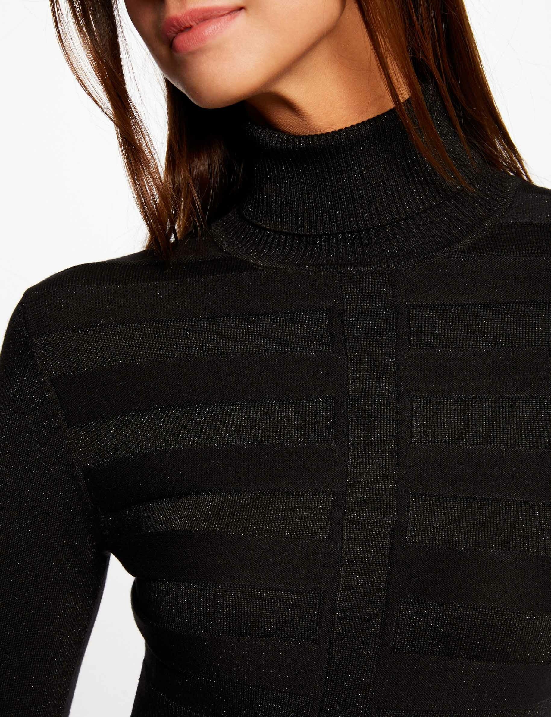 Pull manches longues à col roulé noir femme - noir