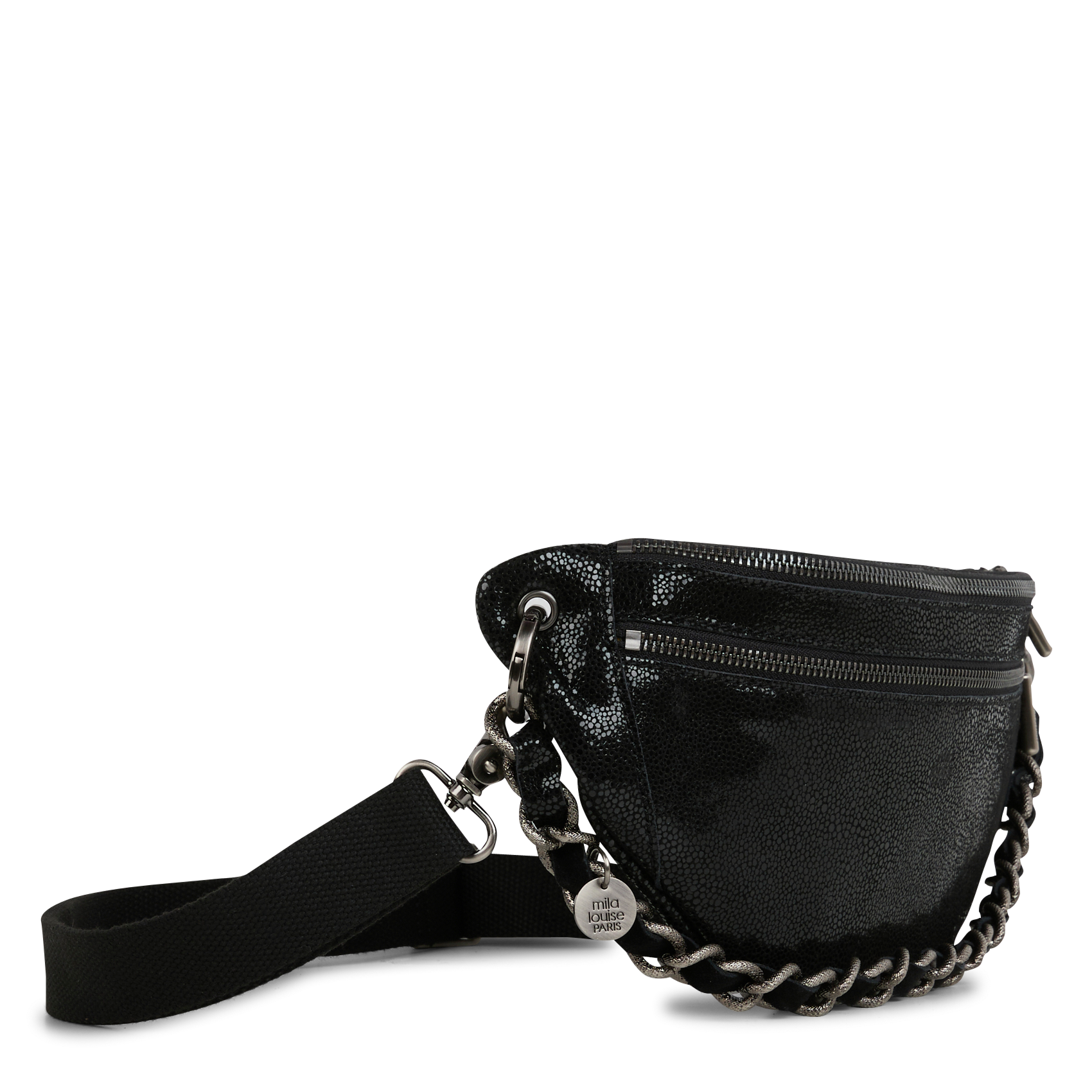 PETRA - Sac banane en cuir | Noir