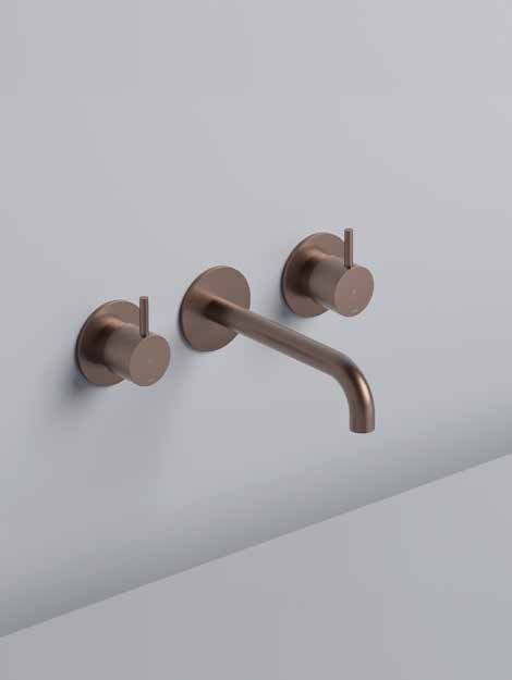 Hotbath Cobber 3-gats inbouw wastafelkraan 18cm geborsteld koper PVD