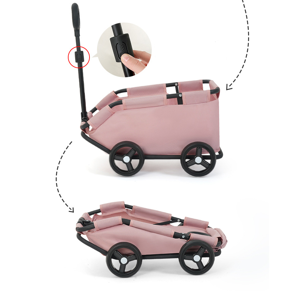 (53x46cm) Haustier Reise Trolley Transport Wagen mit Rollen für Hunde / Katzen - Grau