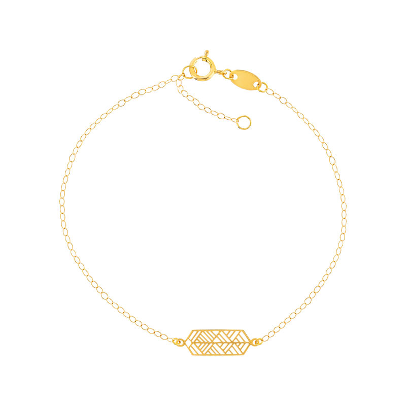 Bracelet or jaune 750 motif géométrique 18 cm