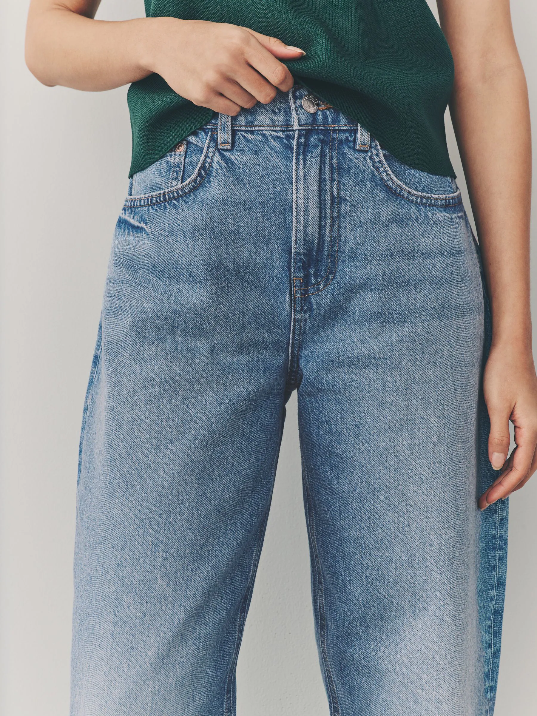 Normaal blauw - Jeans met ruime rechte pijpen