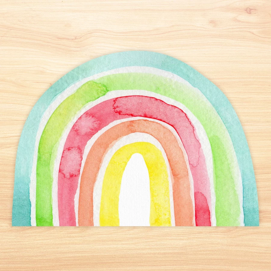 Nikima Platzset stabiles Vinyl Tischset – Regenbogen bunt mehrfarbig