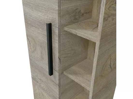 Colonne salle de bain Suspendue avec 1 porte couleur Alaska chêne à nœuds - Longueur 51 x Hauteur 135 x Profondeur 25 cm