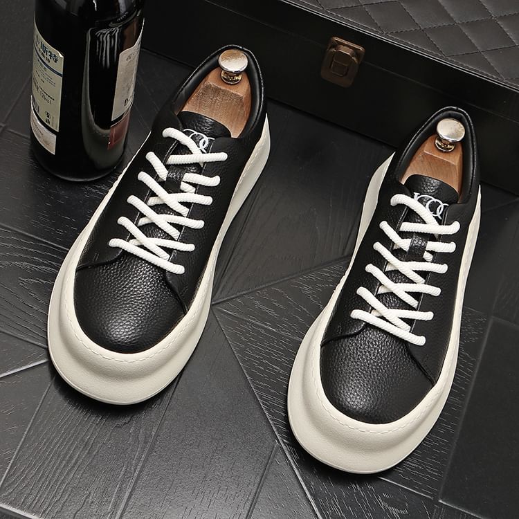 Mr Ozera - Platform Plain Lace Up Sneakers