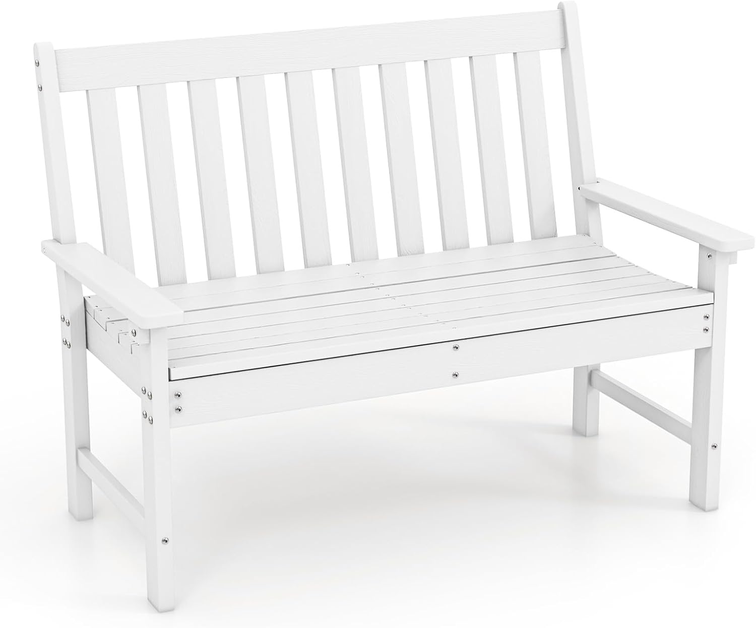 COSTWAY Gartenbank wetterfest, Allwetter-Sitzbank aus HDPE, Parkbank für 2-3 Sitzer, Balkontank bis 320kg belastbar, Terrassenbank für Garten, Balkon und Terrasse, 132 x 65 x 91 cm (Weiß)