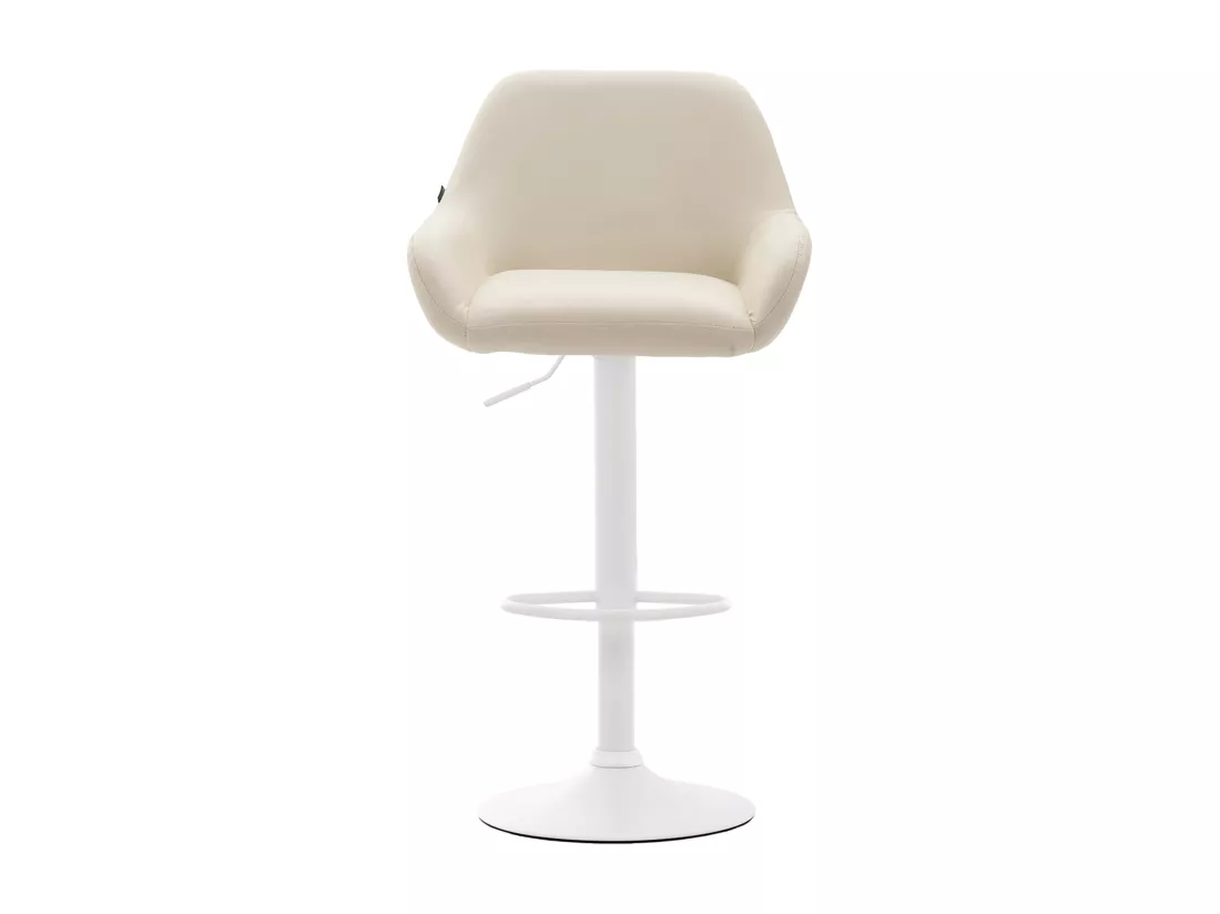 Lot de 2 Tabouret de bar - Similicuir (PVC) & Métal noir mat - Crème - Braga